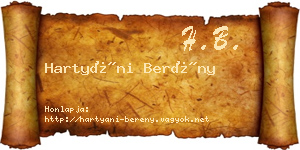Hartyáni Berény névjegykártya
